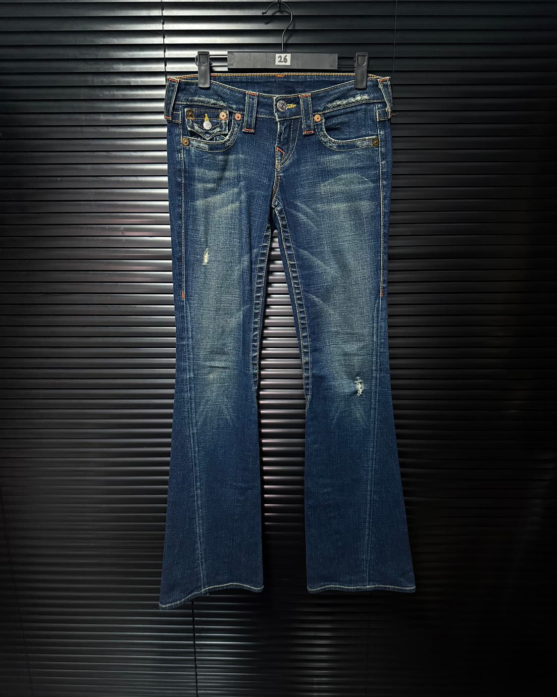 트루릴리젼 조이 부츠컷 나팔 중청 워싱 데님 청 바지 팬츠 26 y2k 상품이미지3