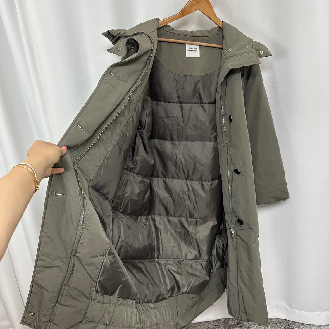   스튜디오톰보이 여자 후드 롱점퍼 패딩 오리털 빅사이즈 FREE  상품이미지7