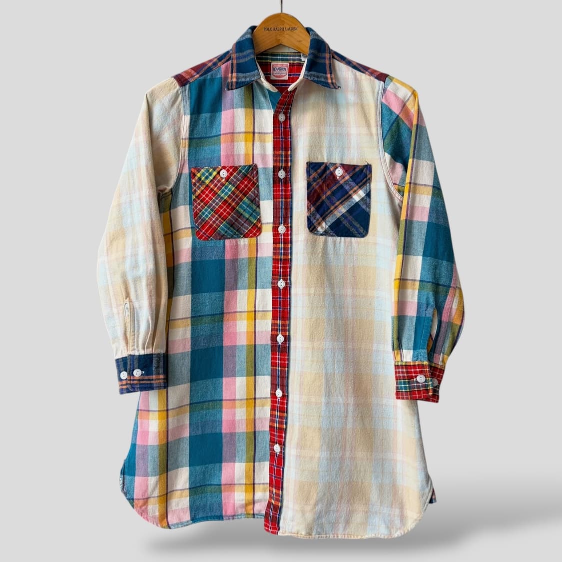 (OS)Beams boy 빔즈보이 크레이지패턴 플란넬 롱 셔츠 상품이미지1