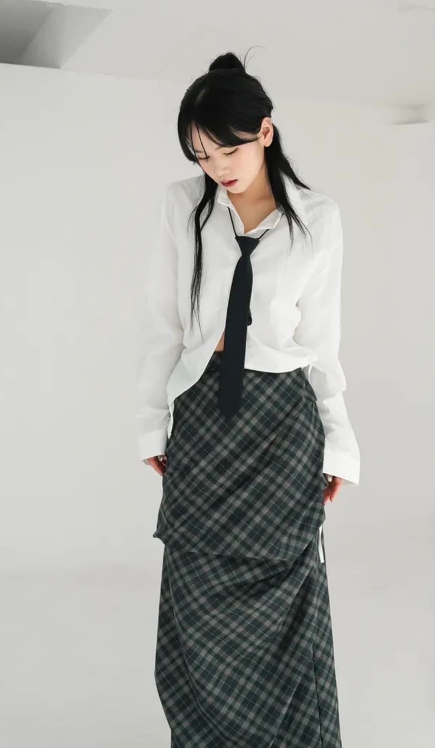 바이러니원 빈티지 데이 체크 롱스커트 상품이미지2