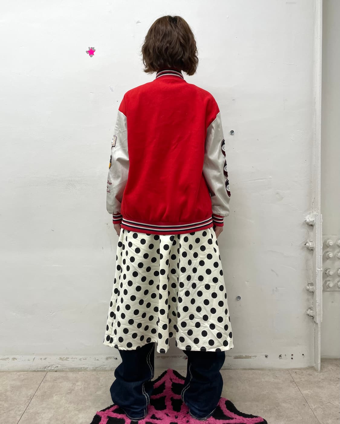  Retro M Star Patch Red Stadium Jacket 상품이미지8