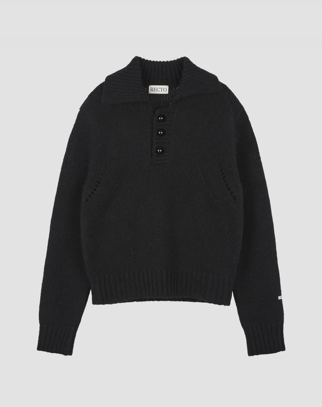 렉토23FW 빈티지 버튼업 니트 스웨터 블랙 상품이미지3