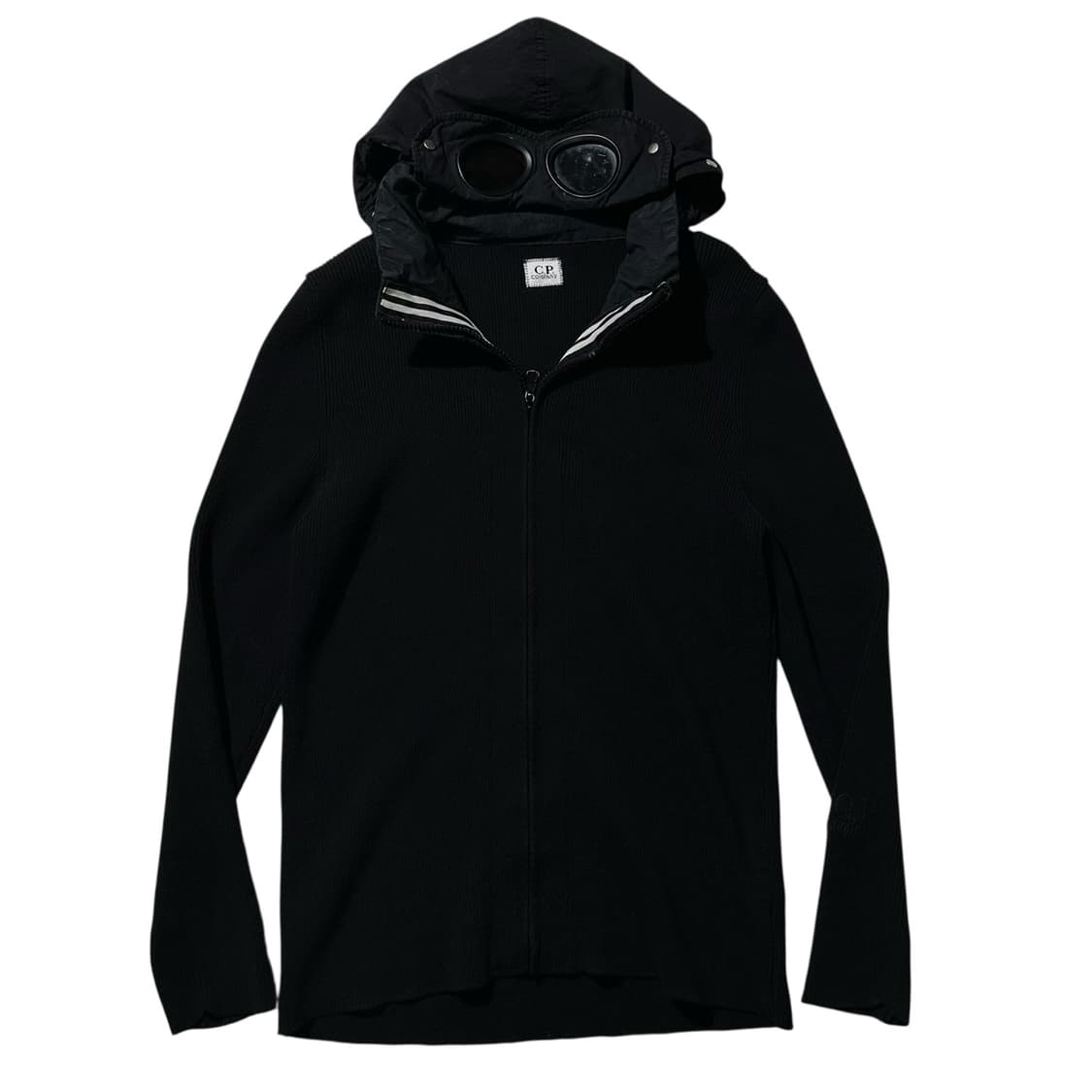 CP컴퍼니 고글 후드 니트 집업 자켓 블랙 상품이미지1