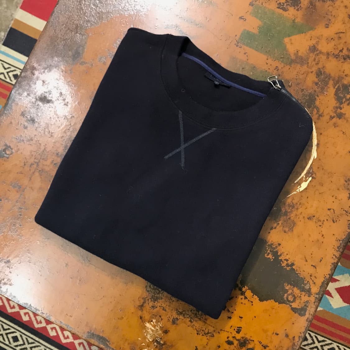 랑방 네이비 지퍼 디테일 캐시미어 니트 남성 105 사이즈  상품이미지1