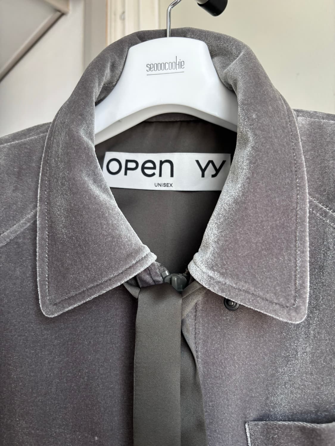 오픈와이와이 리본 벨벳 타이 봄버 자켓 상품이미지3