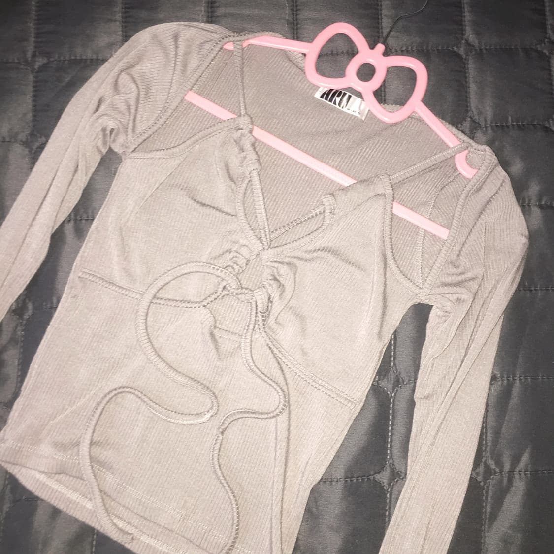 키코 요피 스트링 크롭 긴팔 티셔츠 갸루 오네갸루 y2k 미스치프 상품이미지2