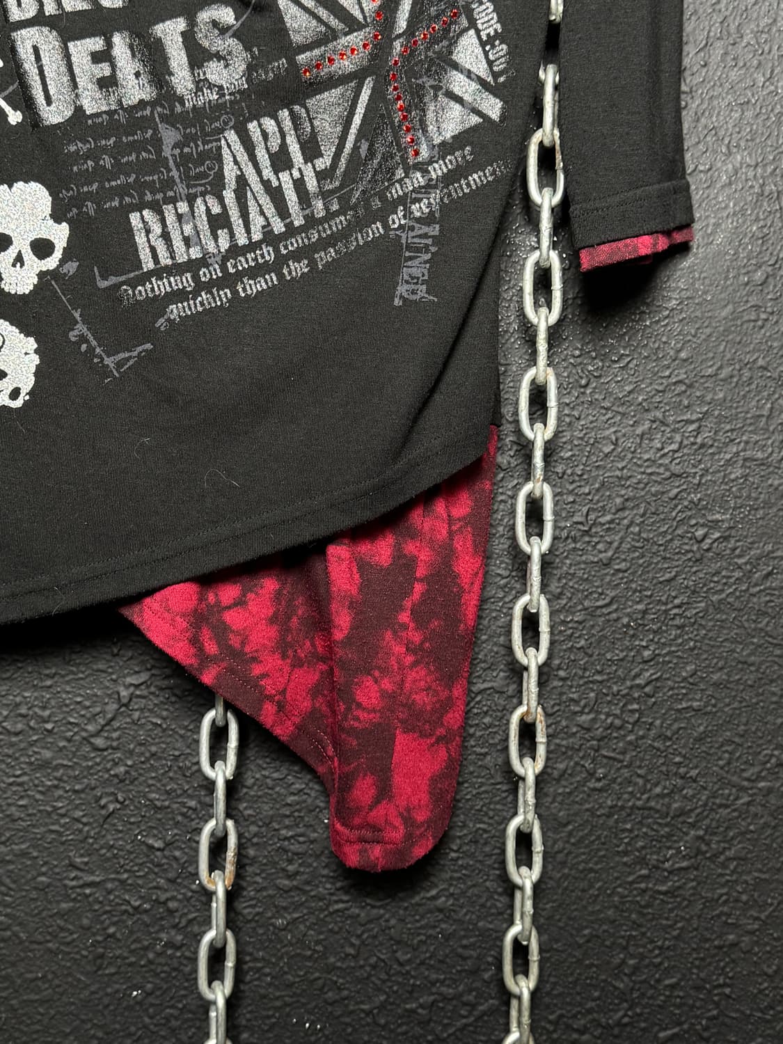 Black & Red Layered 3/4 Sleeve T-shirt   상품이미지7