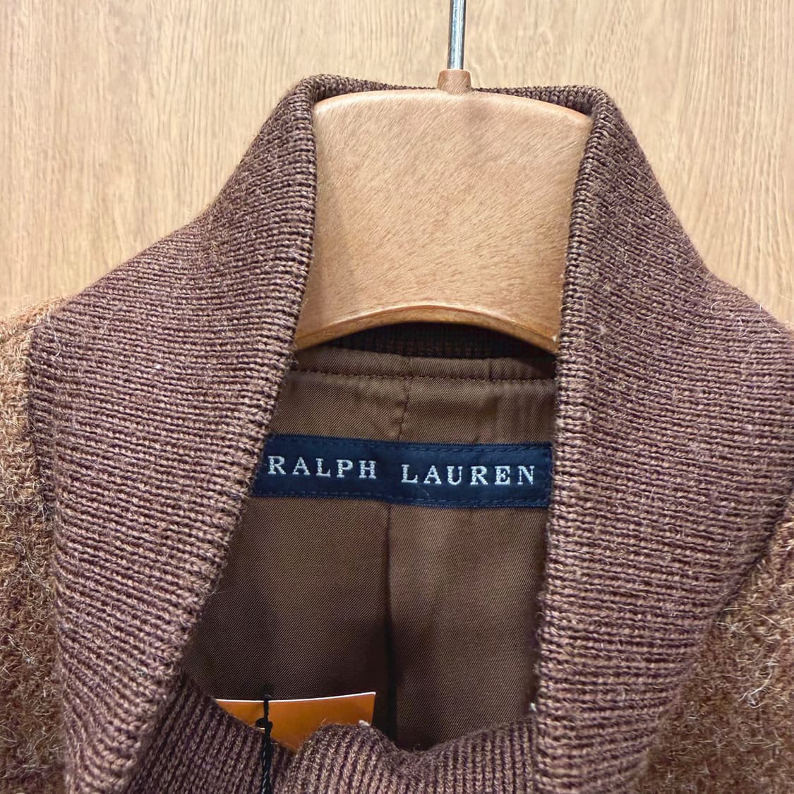 폴로 랄프로렌 하이넥 체크 울 블루종 자켓 플랩 포켓 디테일 브라운 상품이미지6