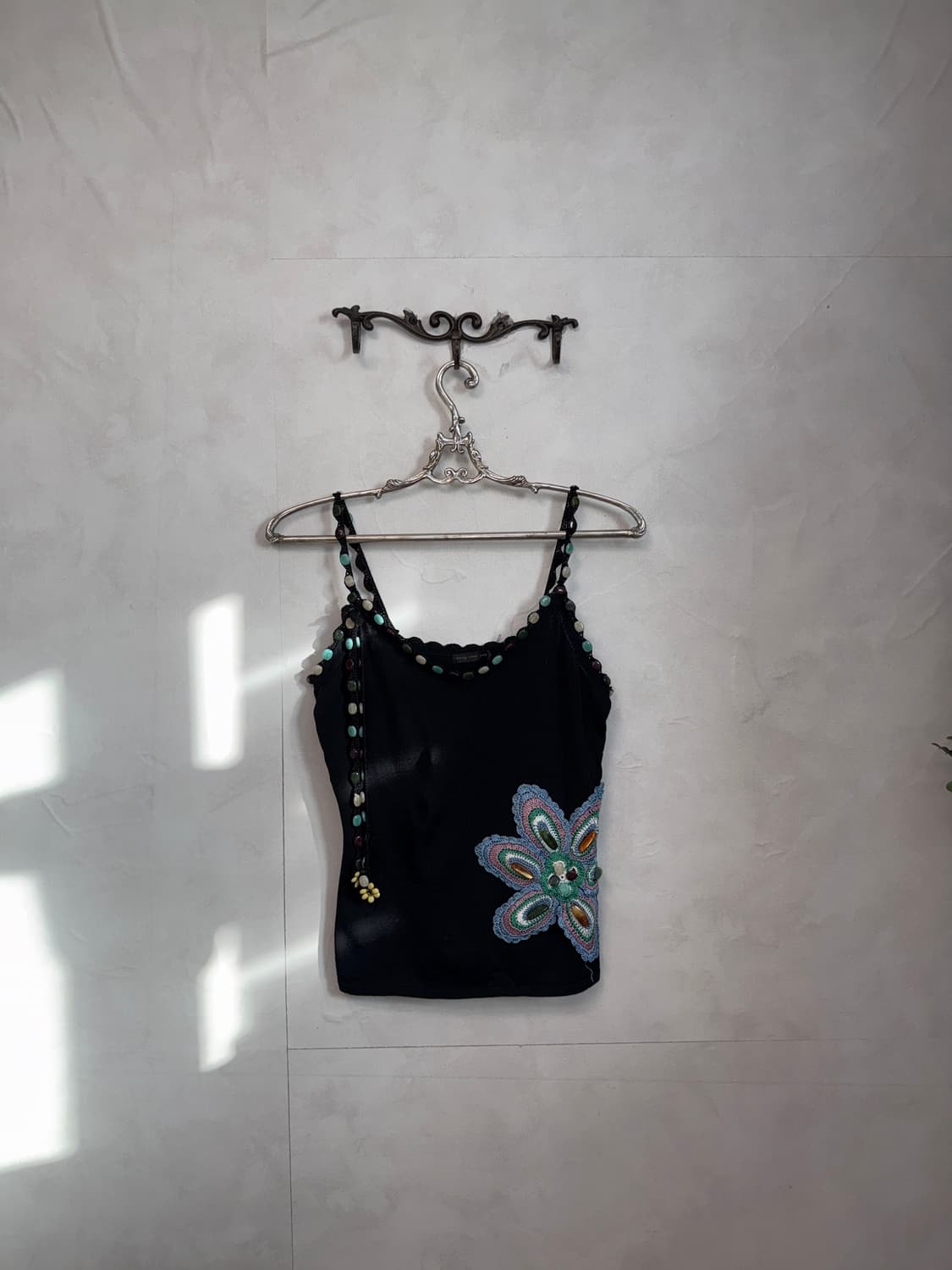 Black bohemian beads flower patch 슬리브리스 상품이미지2