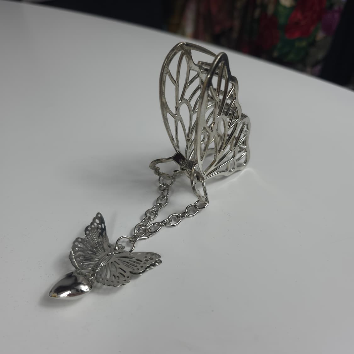 [새상품] 나비 펜던트 체인 헤어 집게핀 실버 상품이미지4