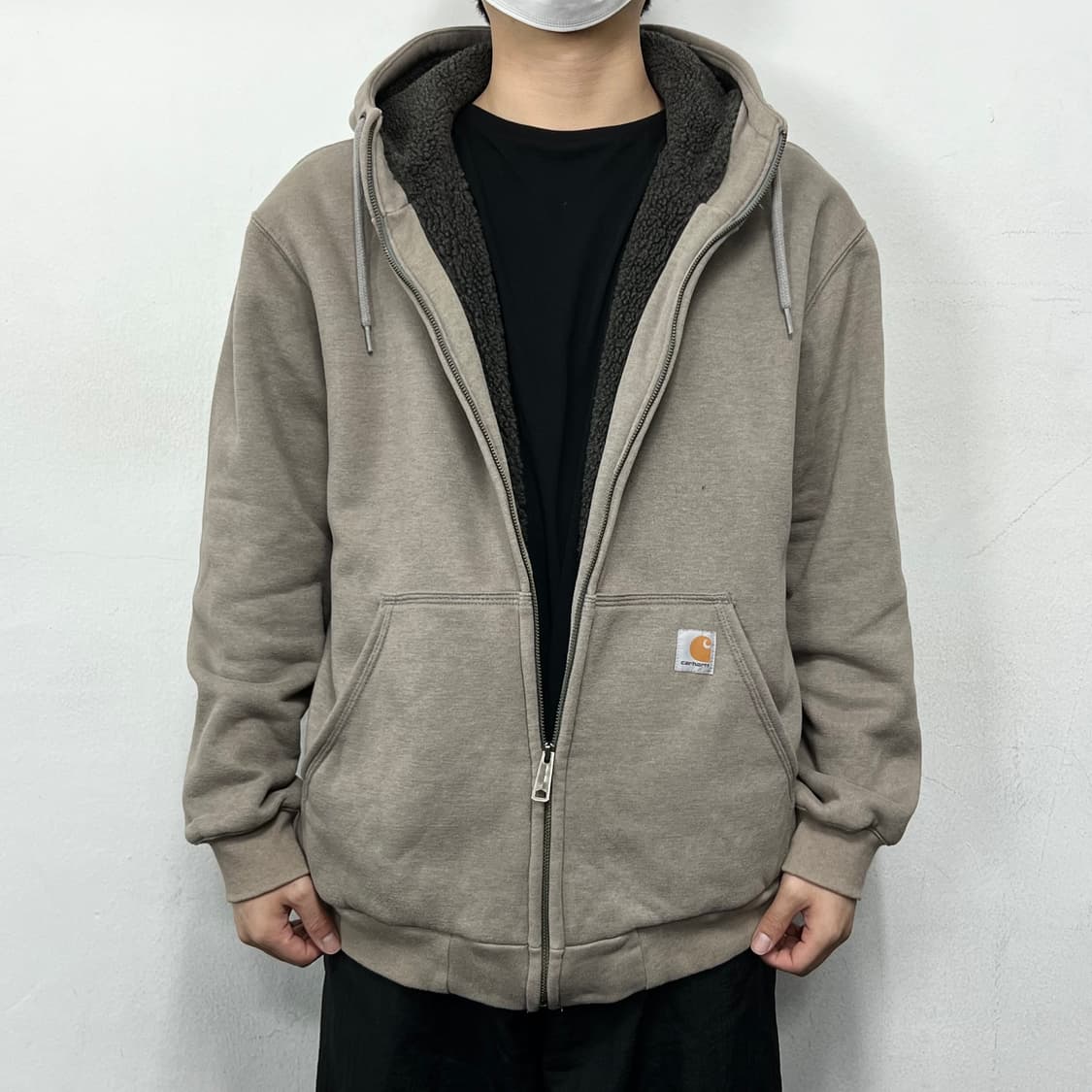 칼하트 오리지널 사각로고 후드집업 그레이 상품이미지2