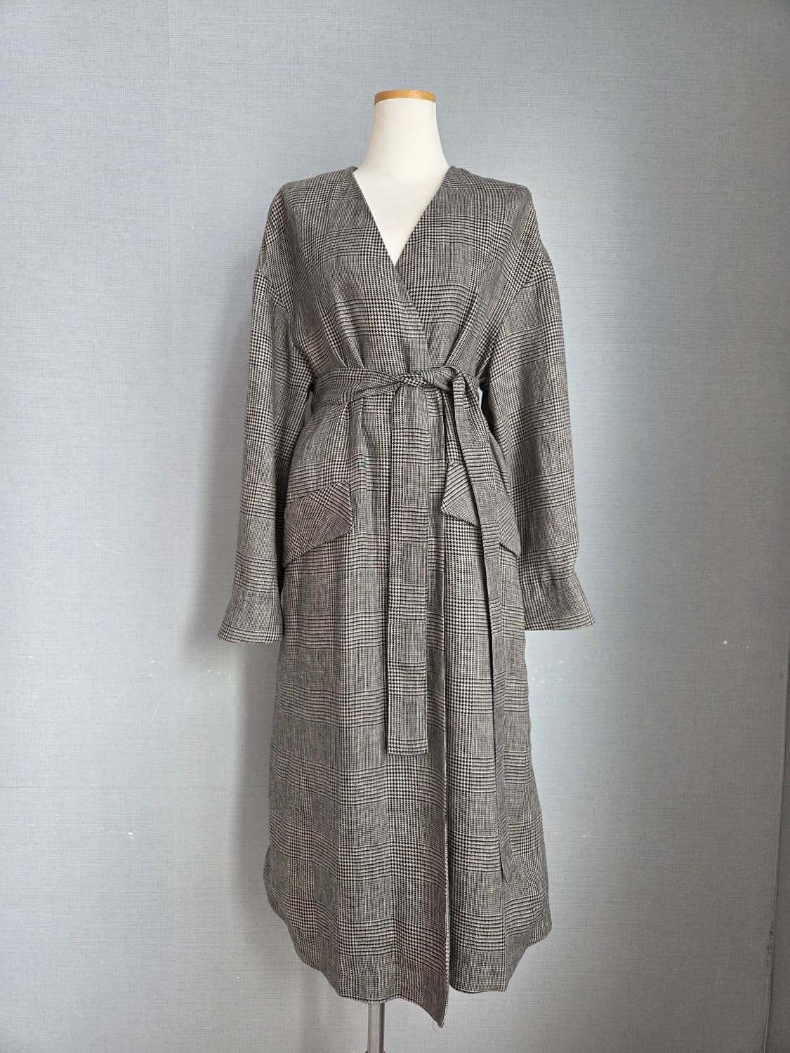 베네통 마 체크 롱코트 상품이미지2