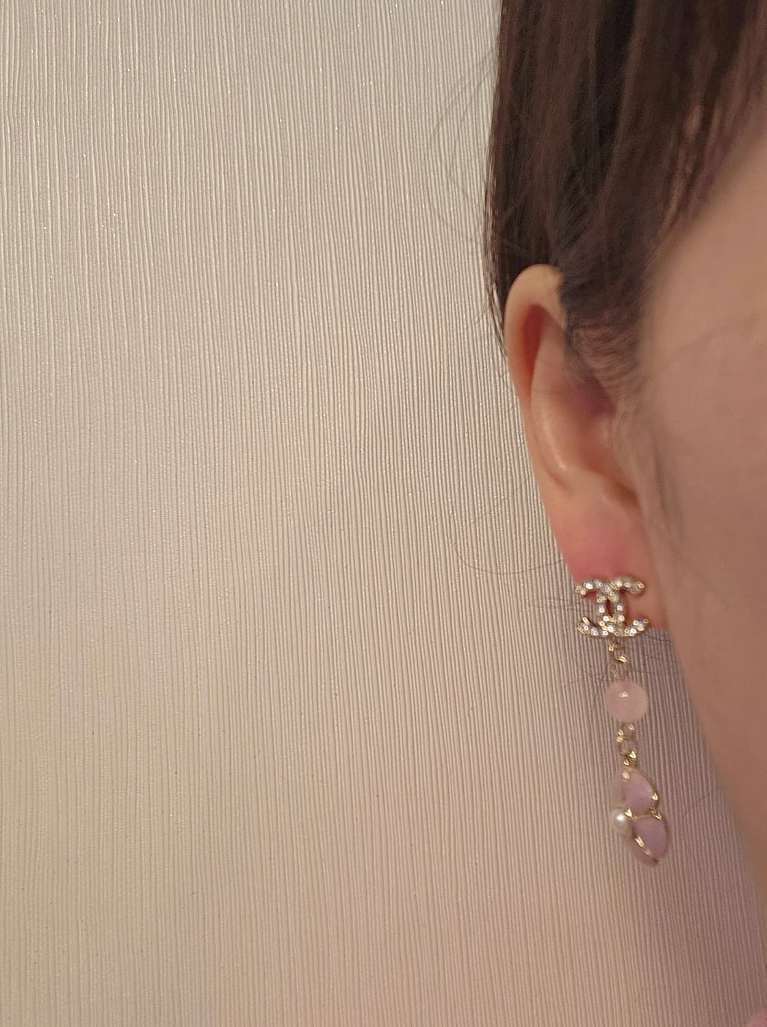 샤넬 핑크플라워 큐빅CC 드롭귀걸이  업사이클링 상품이미지7