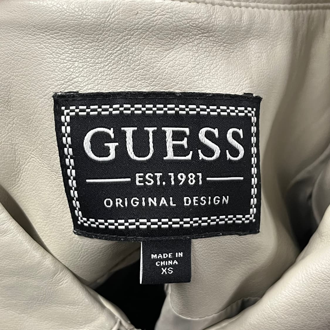 [정품/XS] 게스 아이보리 레더 자켓 b19 상품이미지5