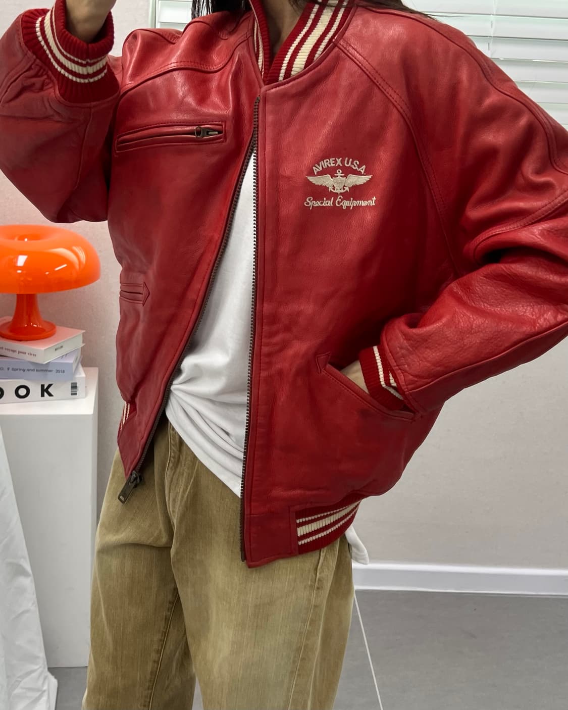 (XS)90'S 아비렉스 레더자켓-M1591 상품이미지8