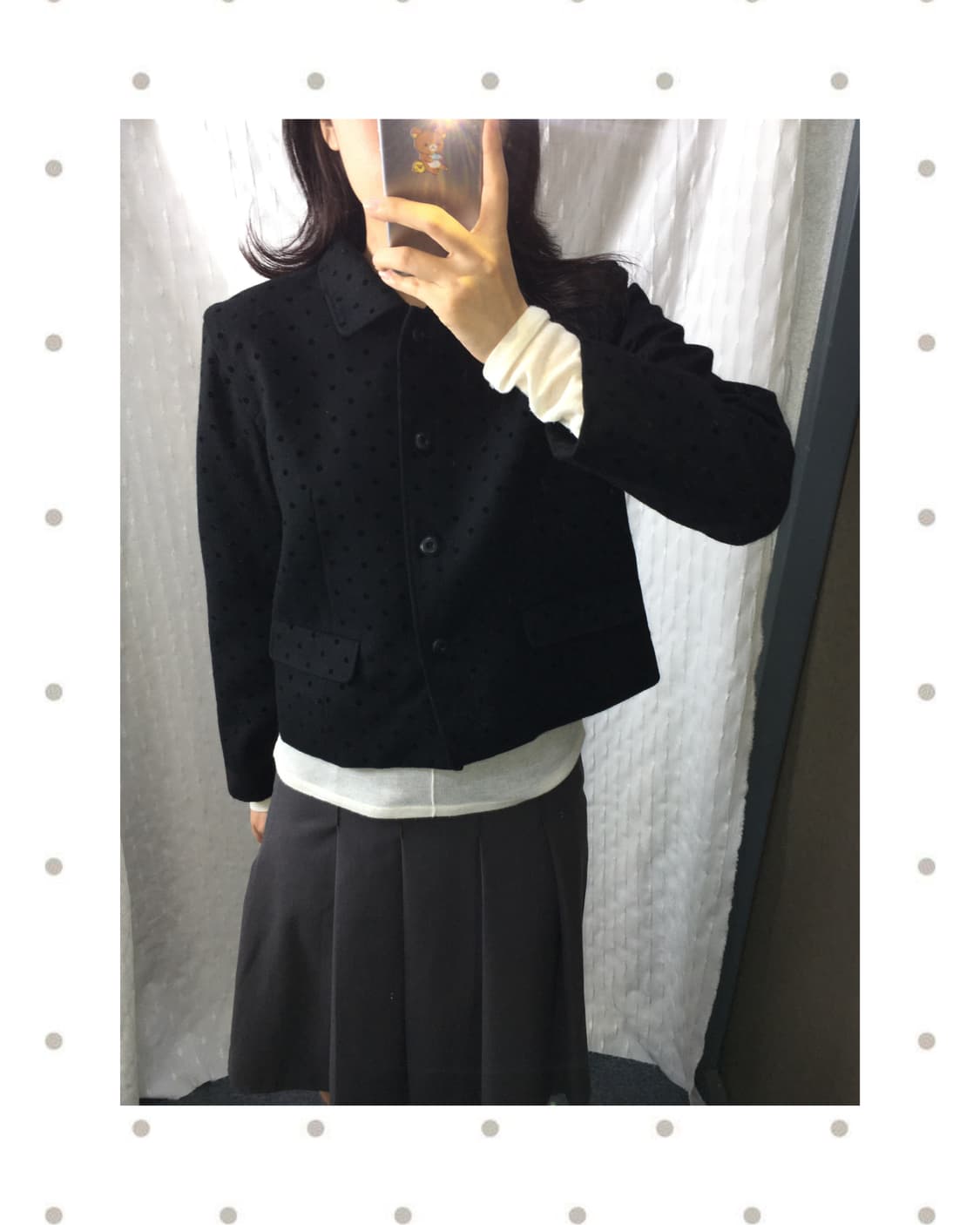 블랙 도트 울 숏자켓 상품이미지1