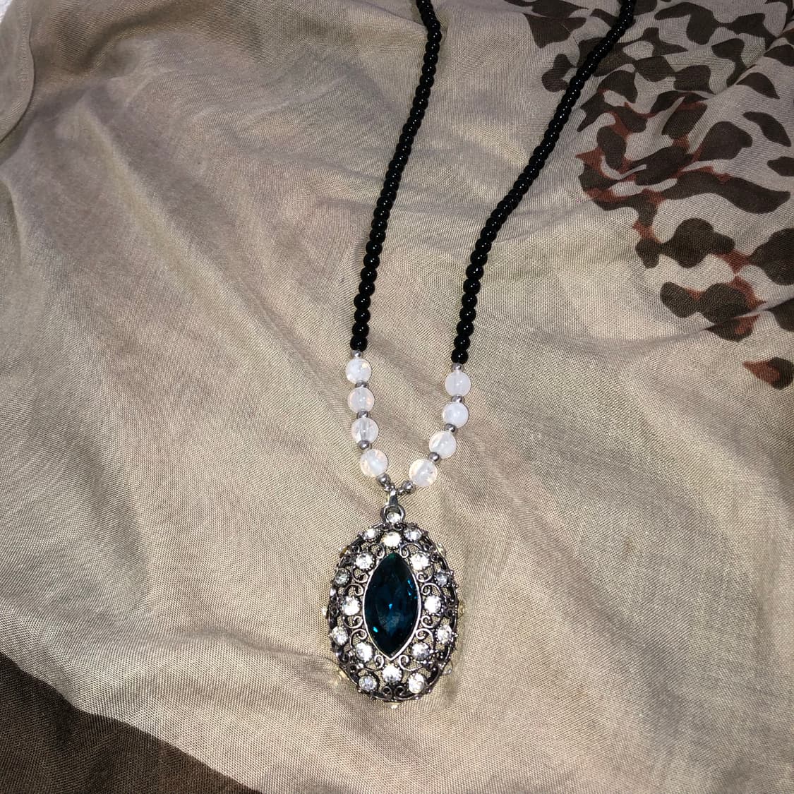 빈티지 앤틱 원형 큐빅 펜던트 롱목걸이 오리엔탈 페어리 상품이미지1