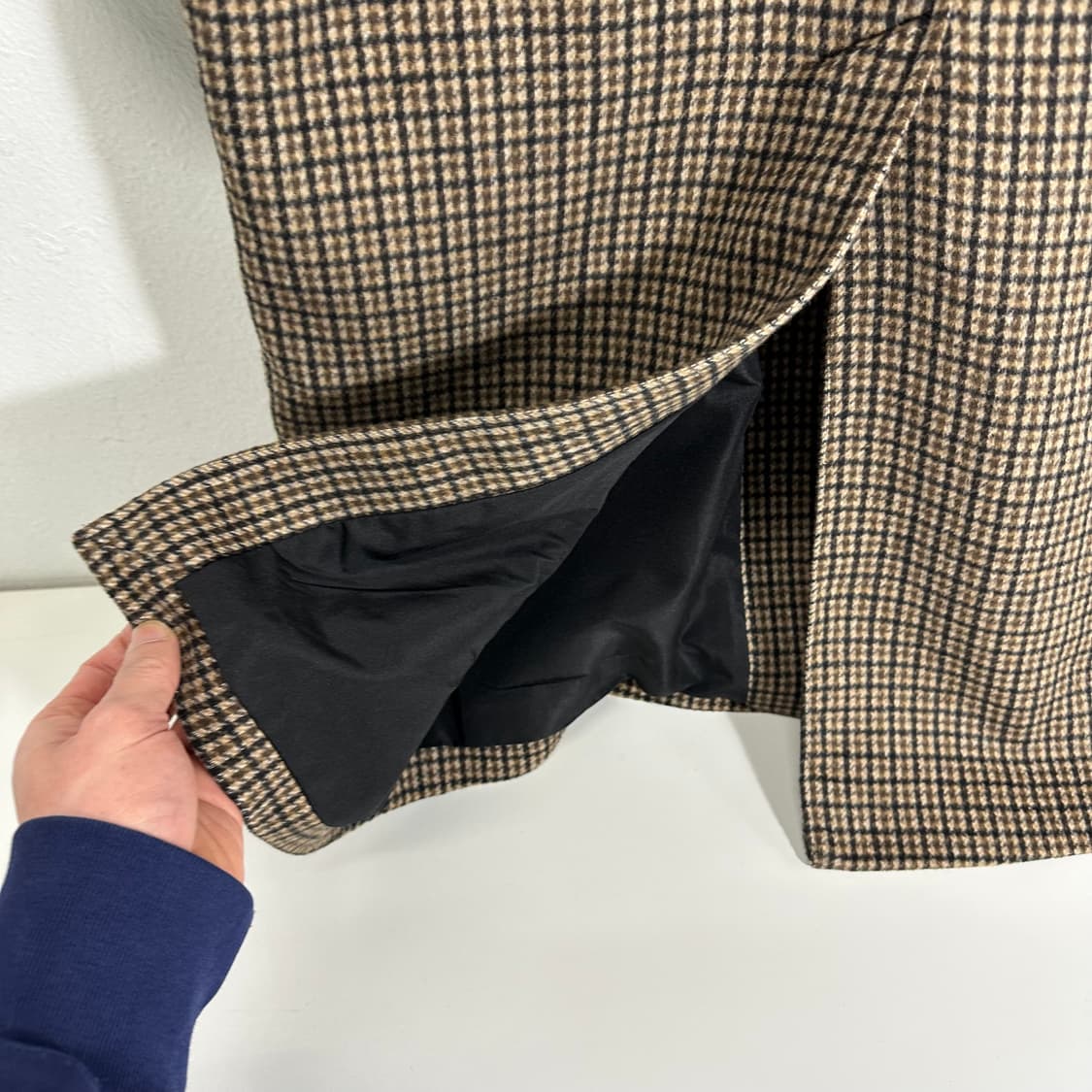 S 95 자라 클래식오버핏 하운드투스체크 울 롱코트 상품이미지7