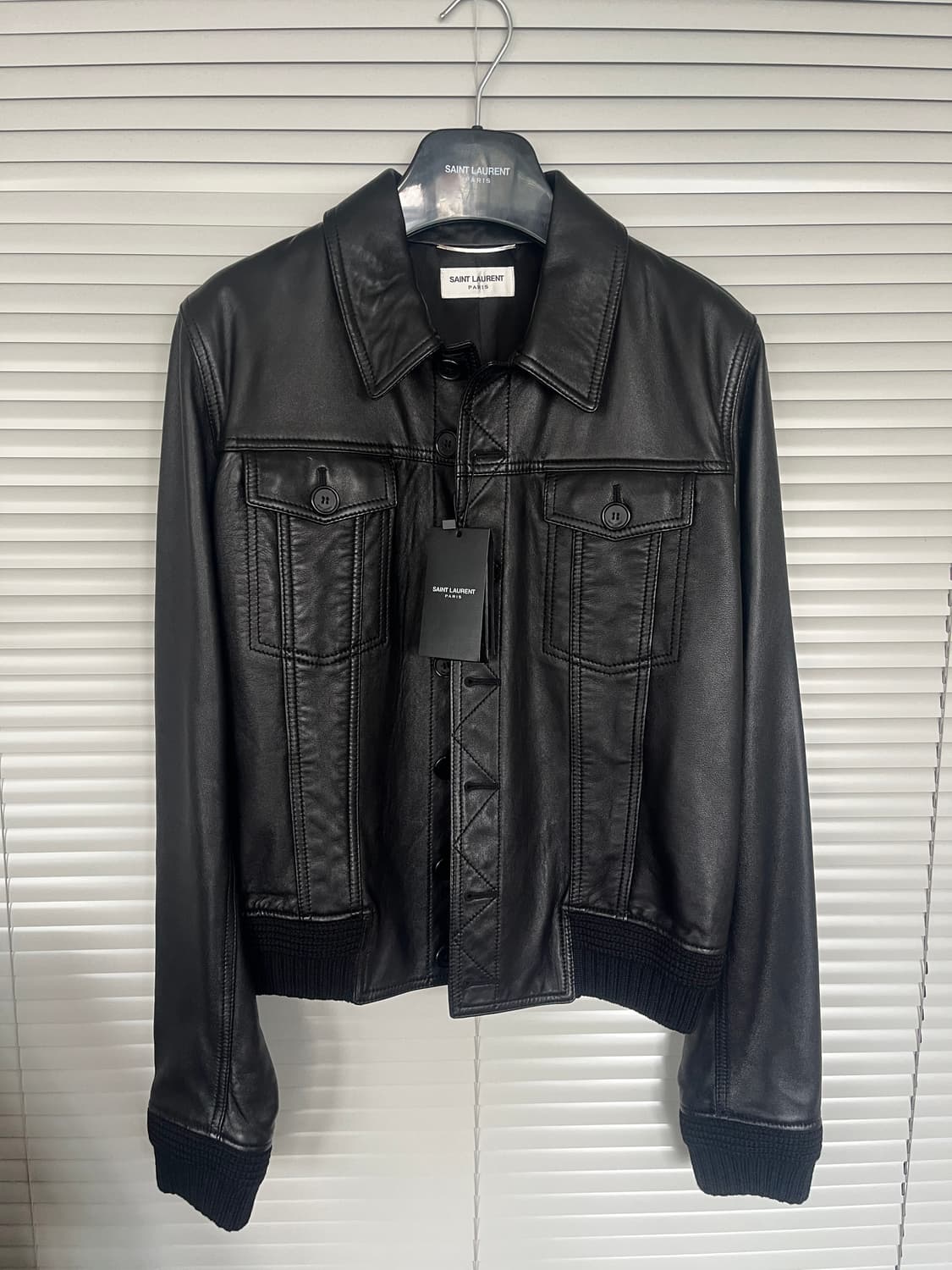 생로랑 레더 트러커 가죽자켓 50사이즈 상품이미지1