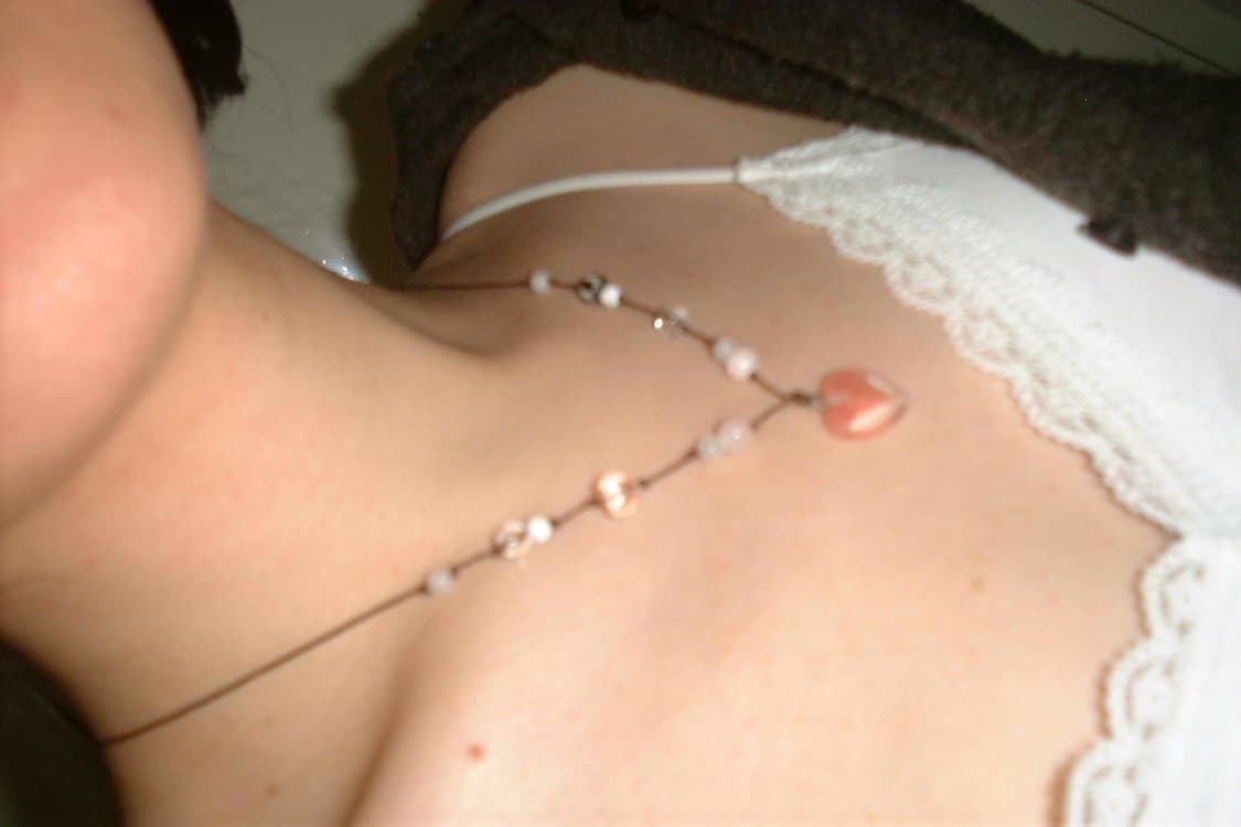 Pale pink heart necklace 연분홍 하트 비즈 목걸이 상품이미지2