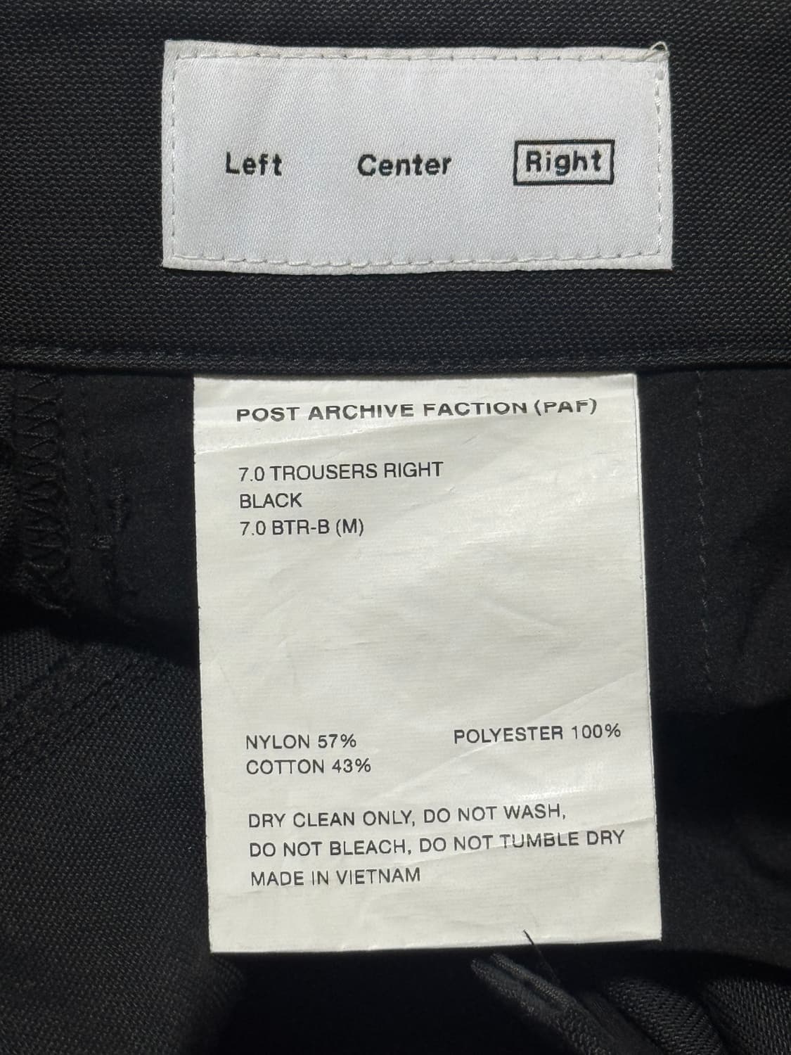 포스트 아카이브 팩션 (파프) 7.0 트라우저 라이트 블랙 M 상품이미지6