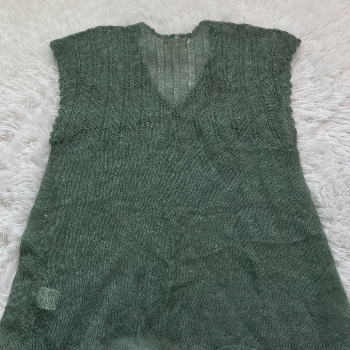 빈티지 민트 펄 브이넥 니트 조끼 781 y2k 스트릿 갸루 펑키 일본빈 상품이미지2