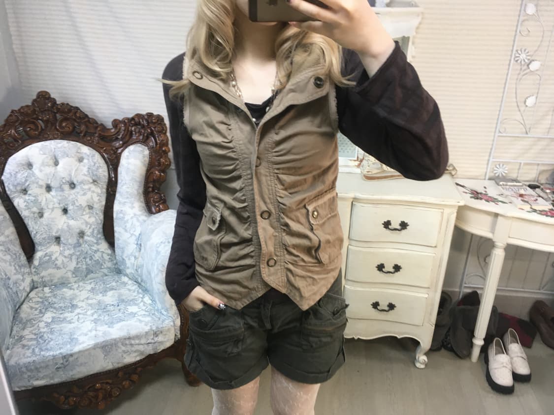 빈티지 아카이브 y2k 셔링 베스트 상품이미지1