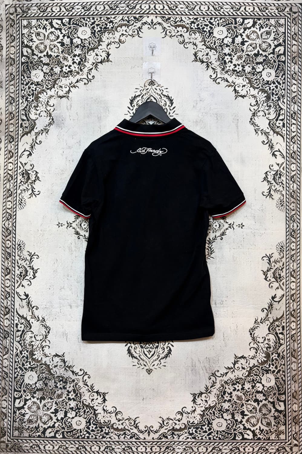 에드하디 Ed Hardy 스컬 자수 레터링 카라 숏슬리브 상품이미지2