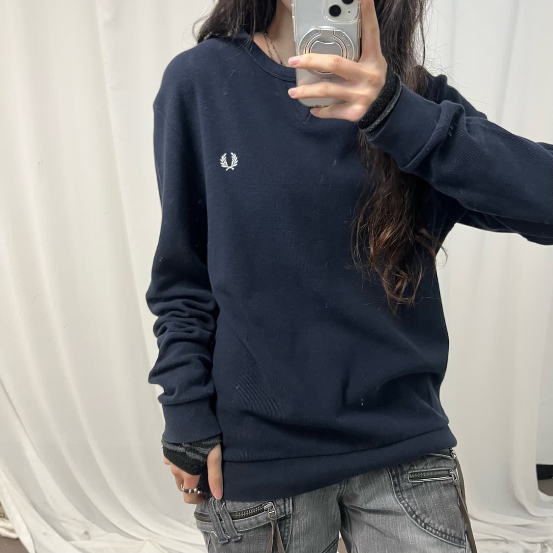 Fred Perry Navy Waffle Tee 상품이미지3