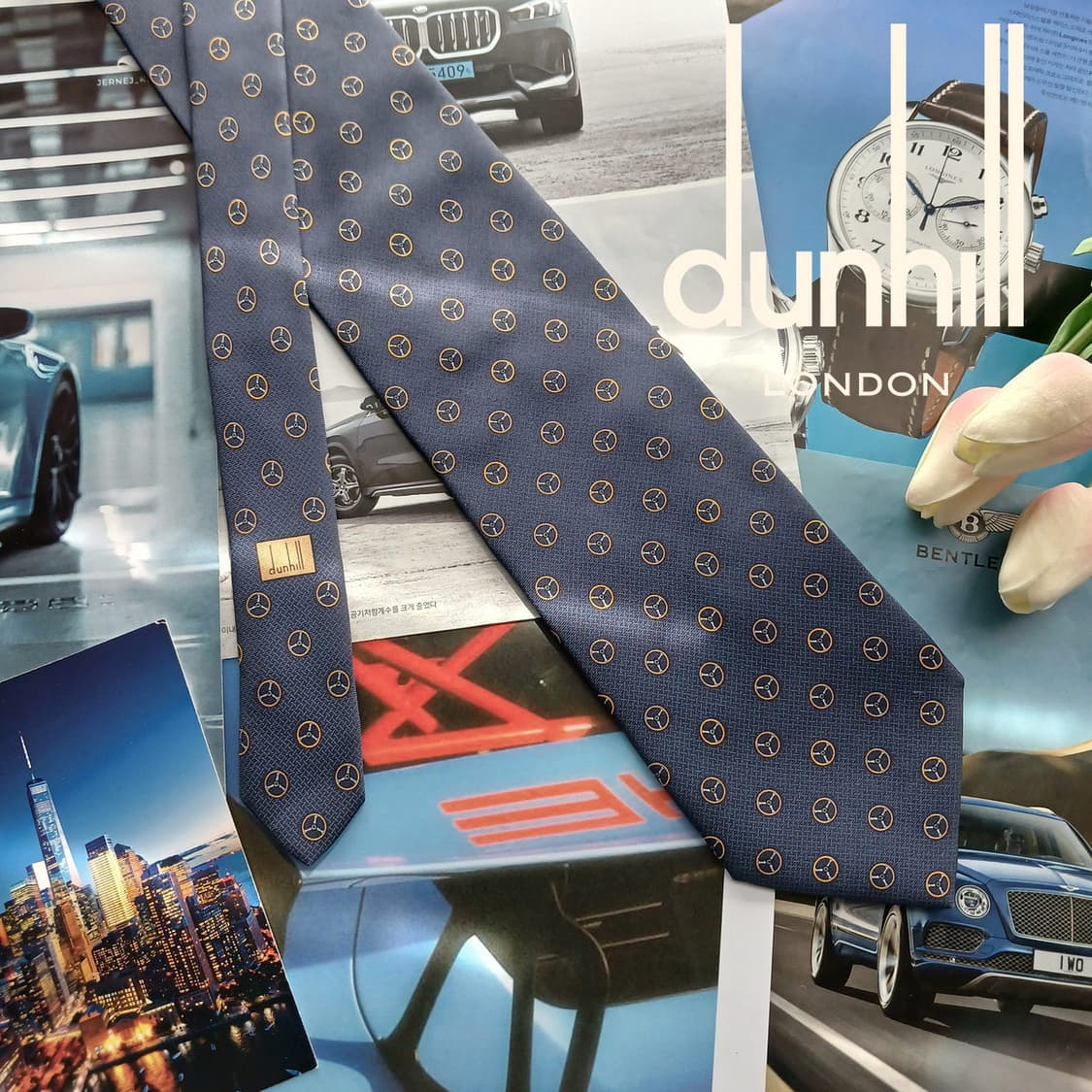 던힐 실크 네이비 오토모티브 패턴 넥타이 9.5cm B등급 A18342
 상품이미지1