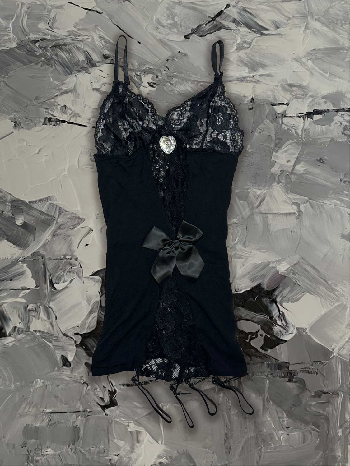 블랙 레이스 리본 뷔스티에 상품이미지1