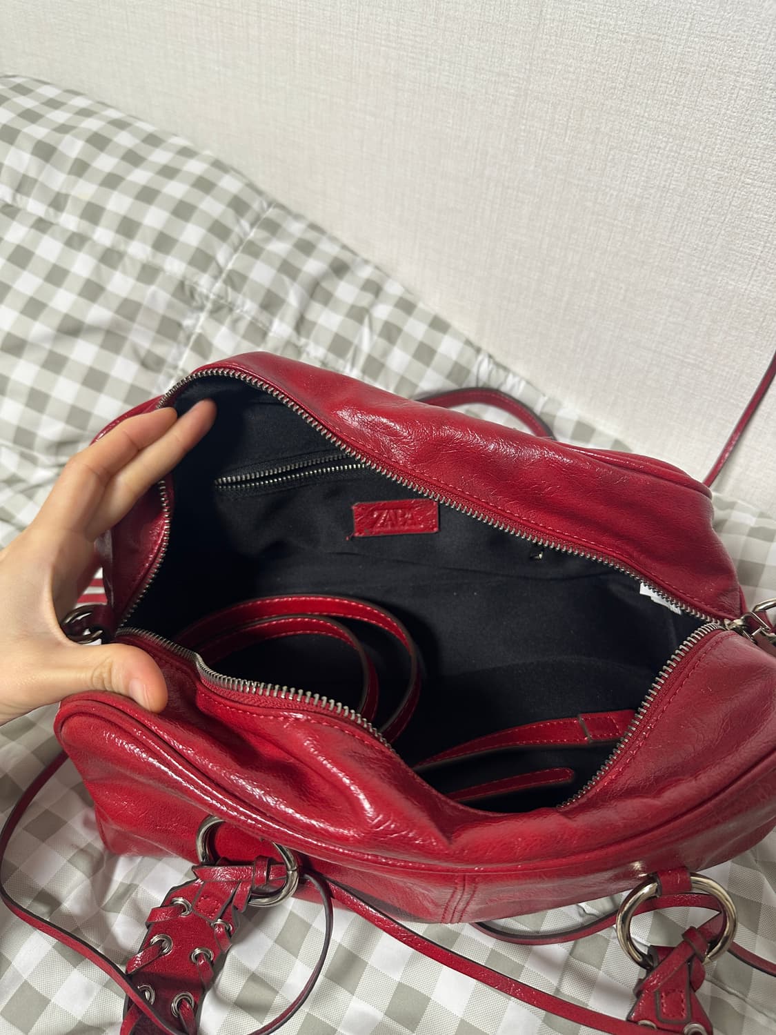자라 zara 볼링백 레드 상품이미지3