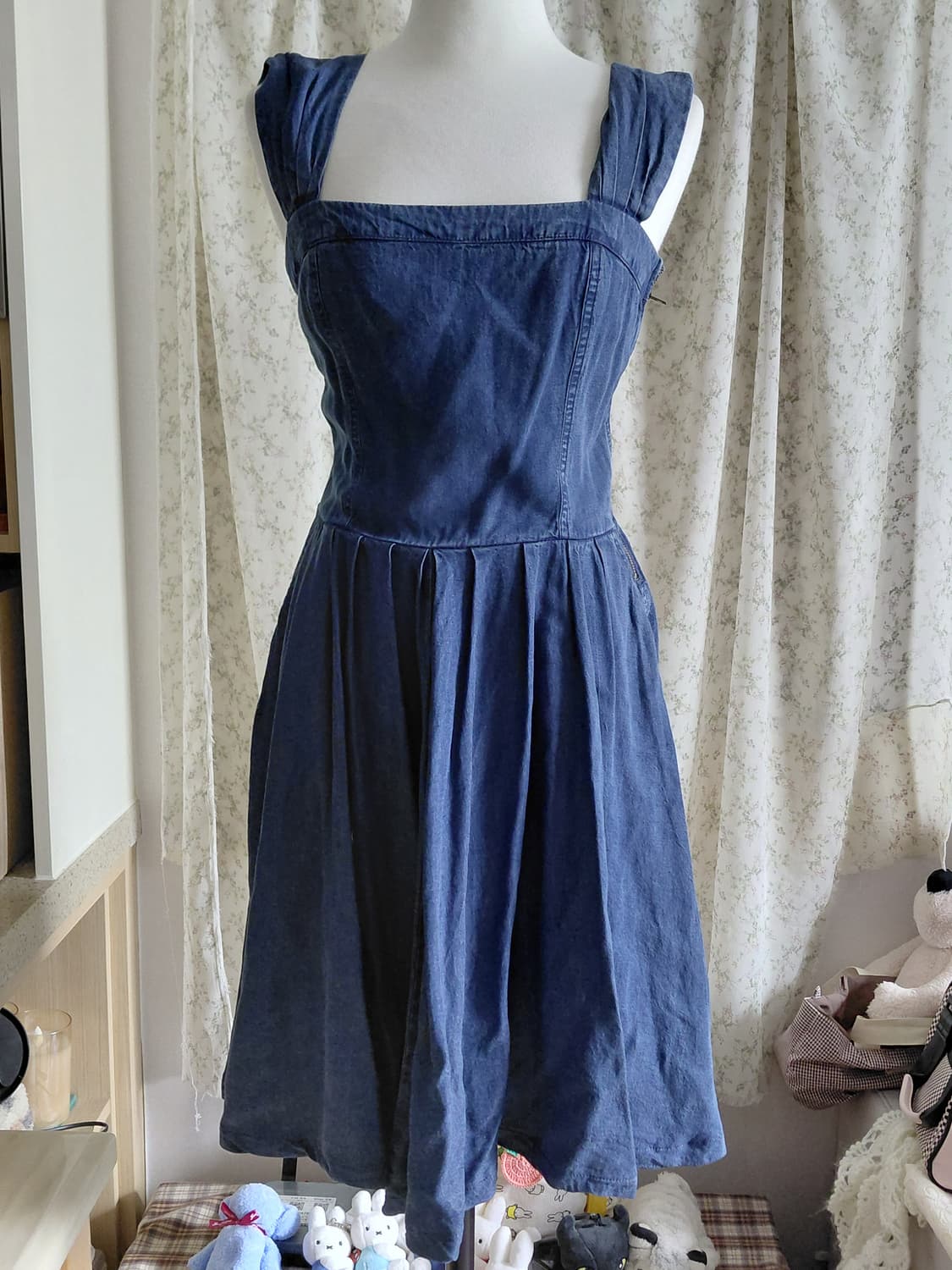 [빈티지] 리바이스 청 데님 스퀘어넥 플레어 원피스 xs 단종 상품이미지1