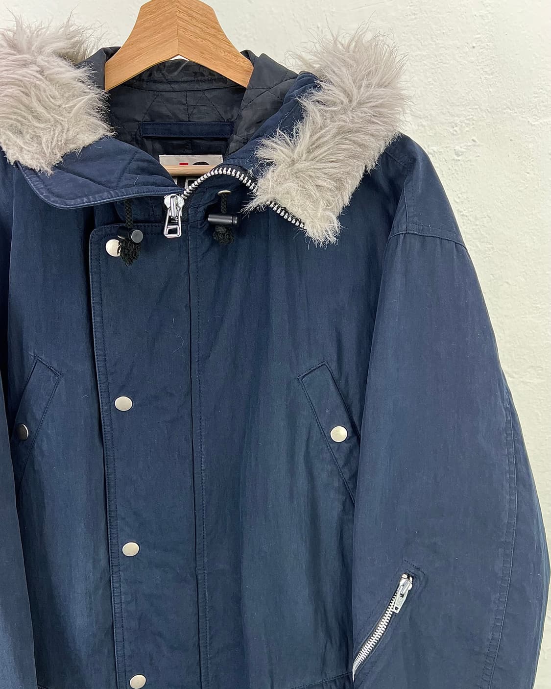 80s 이세이 미야케 네이비 헤어리 후드 N3B 포켓 파카 자켓 상품이미지3