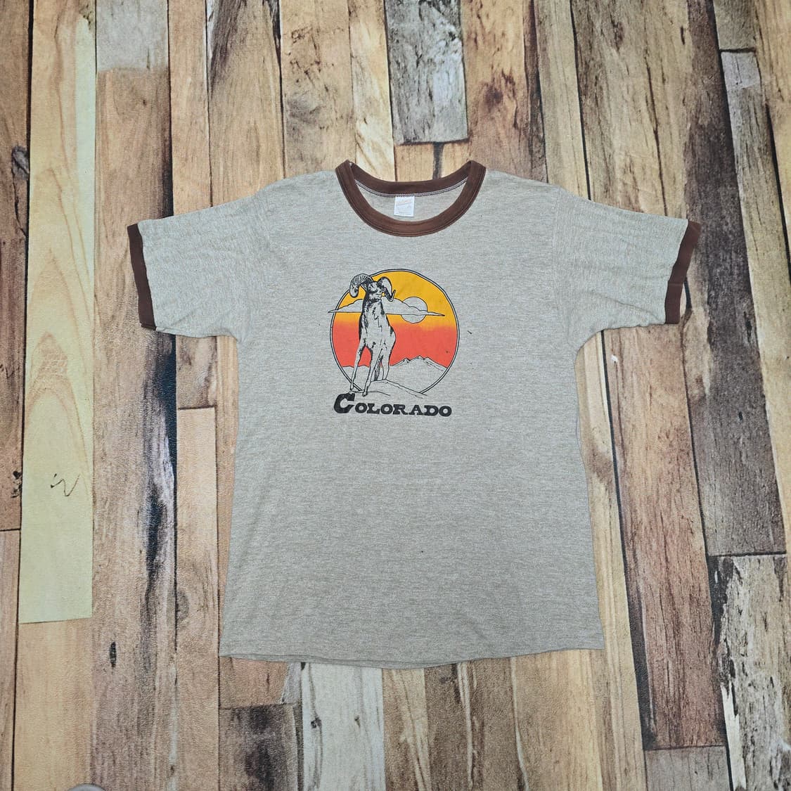 Vintage 80s Sportswear 링거 티셔츠 L 상품이미지1