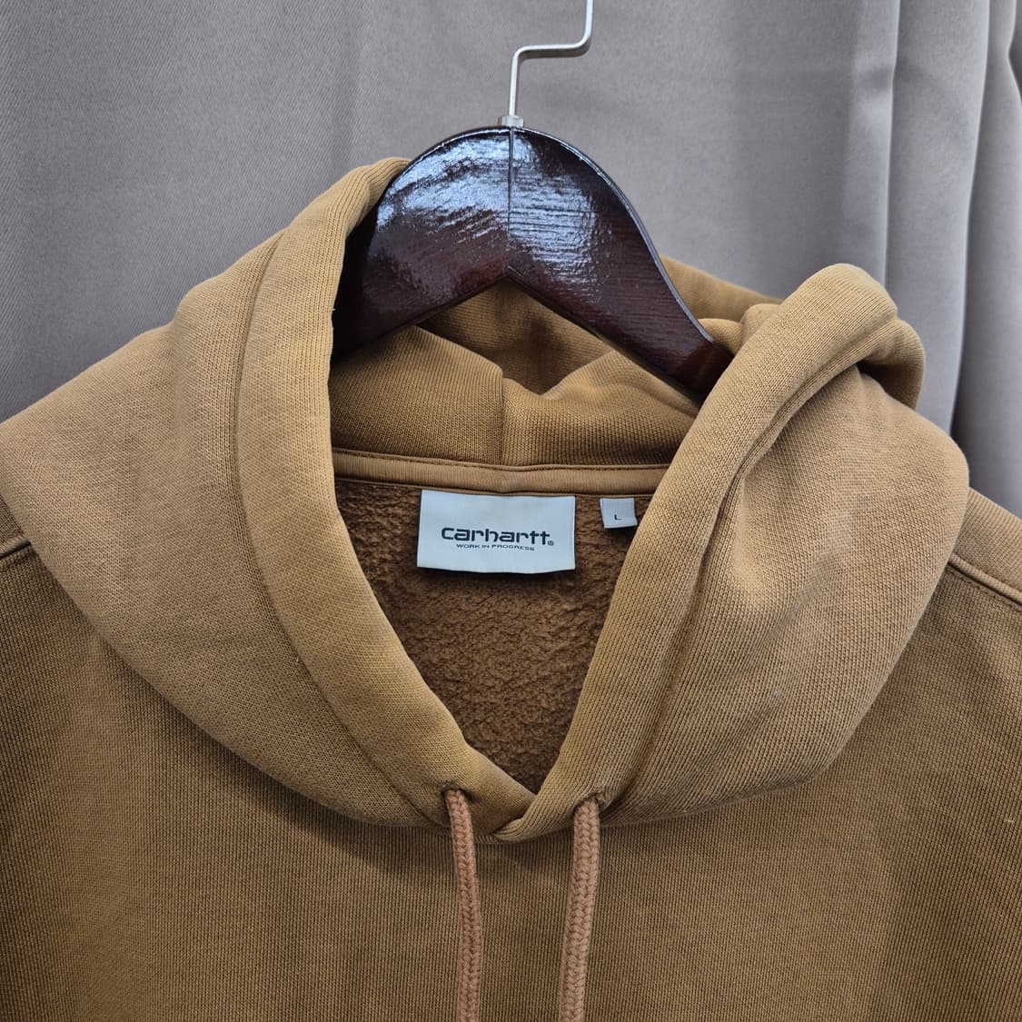 칼하트 브라운 로고 후드티 L 상품이미지2