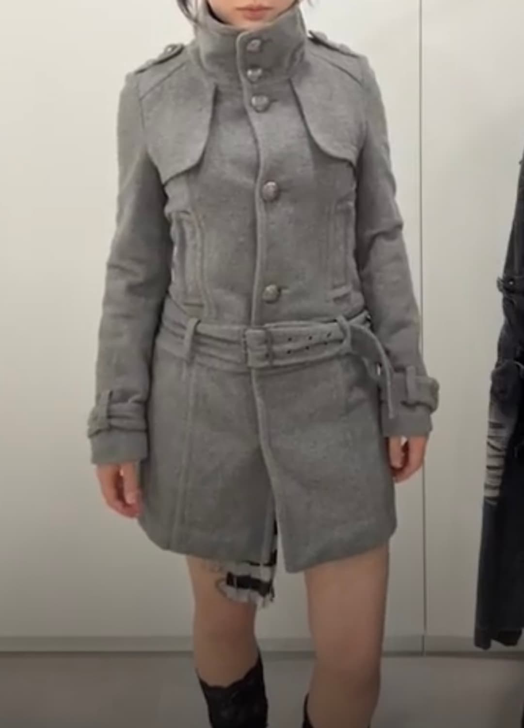 하이넥 버튼 코트 상품이미지4