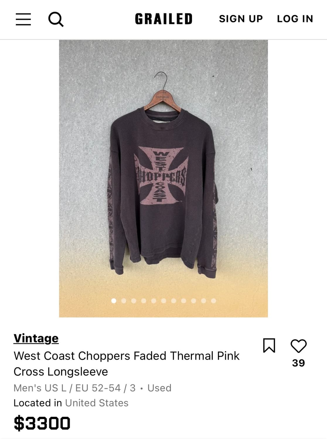 90s 웨스트코스트차퍼스 써멀 와플 니트 핑크레드 XL 상품이미지1