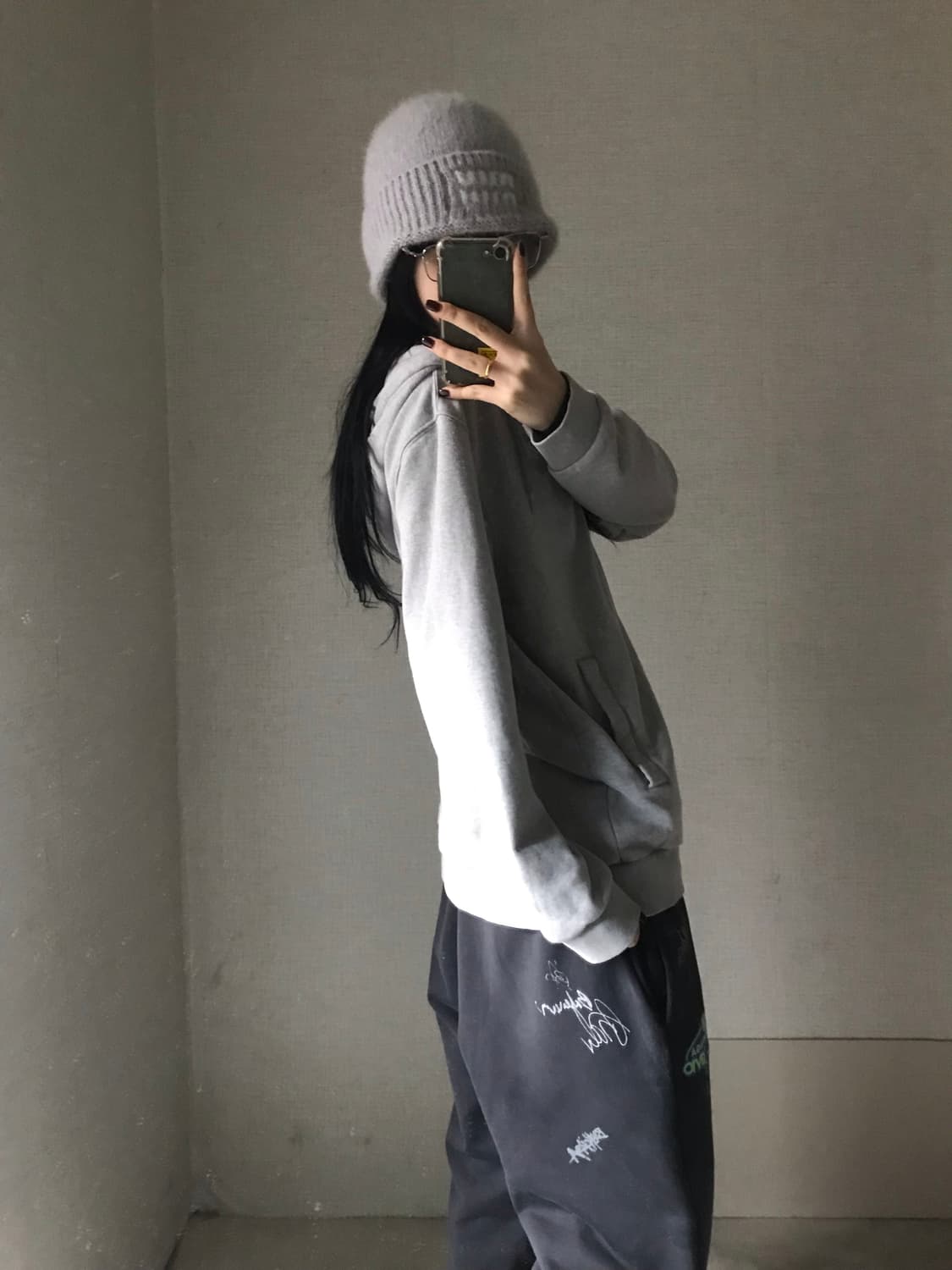 노페 그레이 오버핏 후드집업 상품이미지4