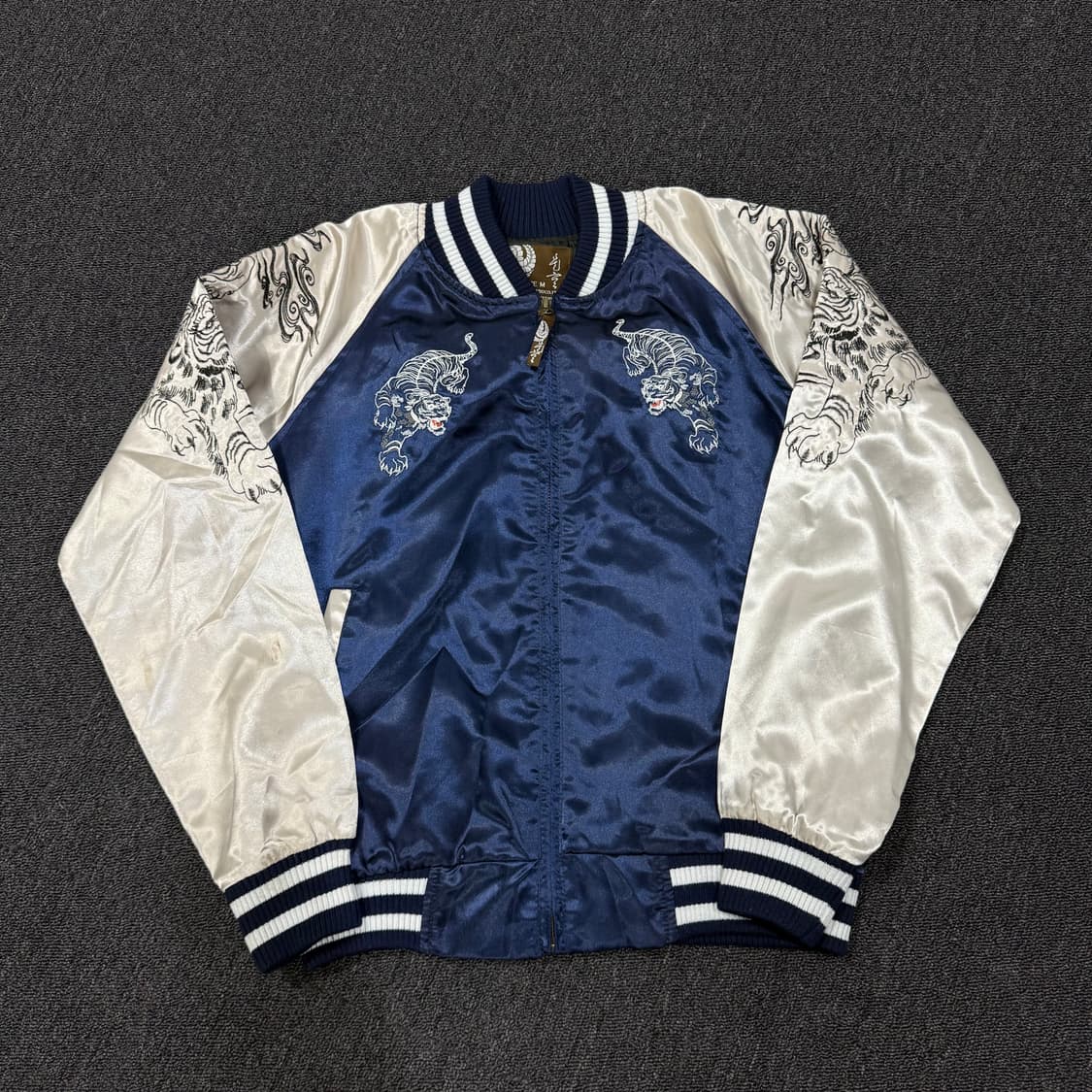 일본 오리엔탈 자수 블루 실버 스카쟌 상품이미지4