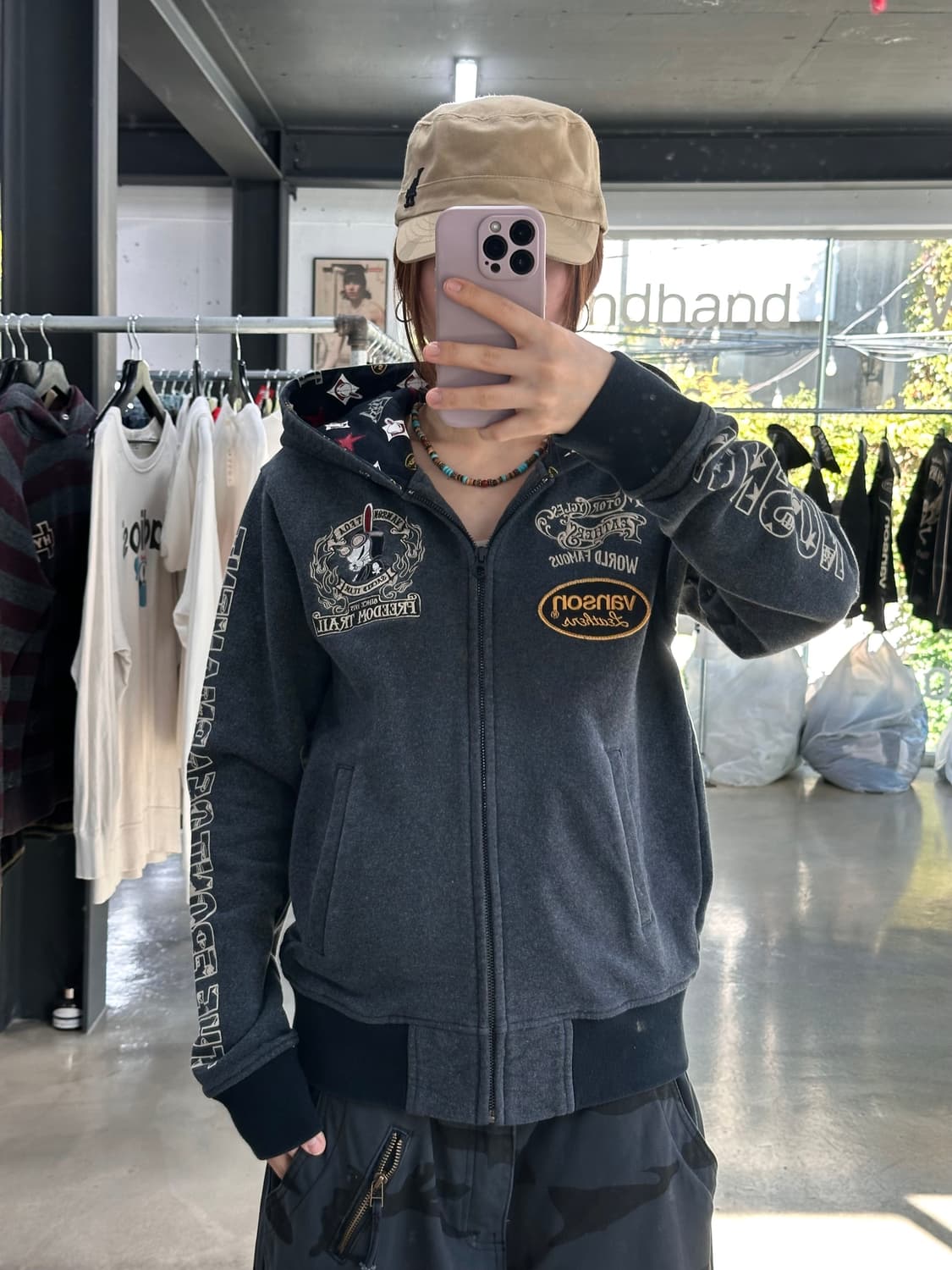 벤슨 레더 X T.F.O.A 스타버니 자수로고 후드집업 상품이미지2