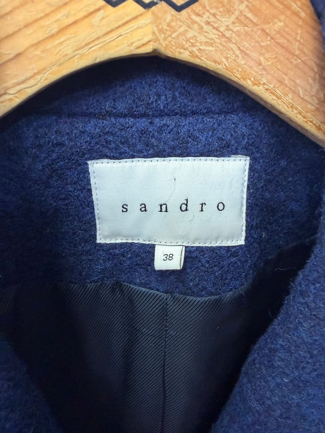 정품) 산드로 여성 배색 코트 네이비/블랙 38 상품이미지6