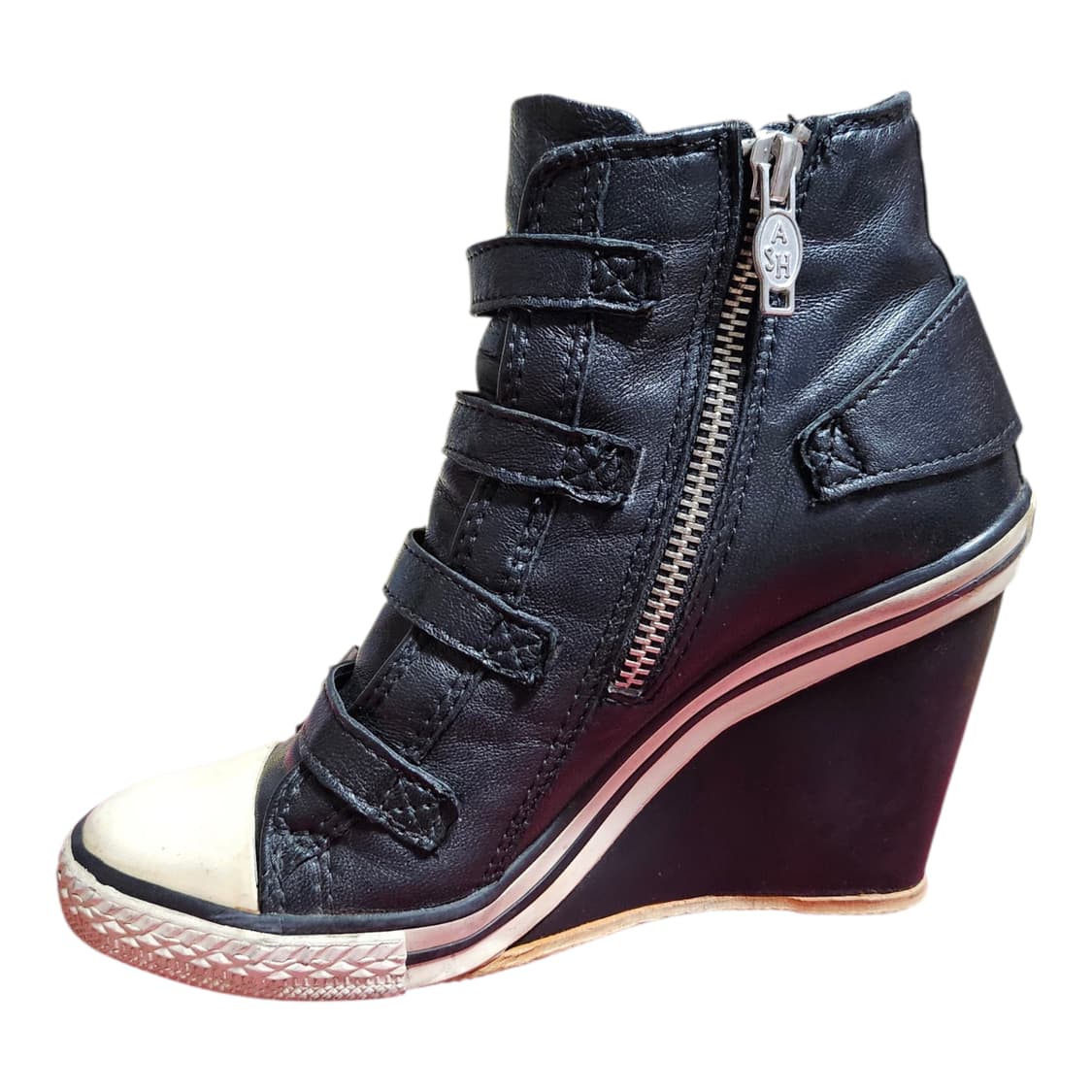 [정품] ASH 아쉬 웨지힐 스니커즈 35M 블랙 버클 하이탑 키높이운동 상품이미지5