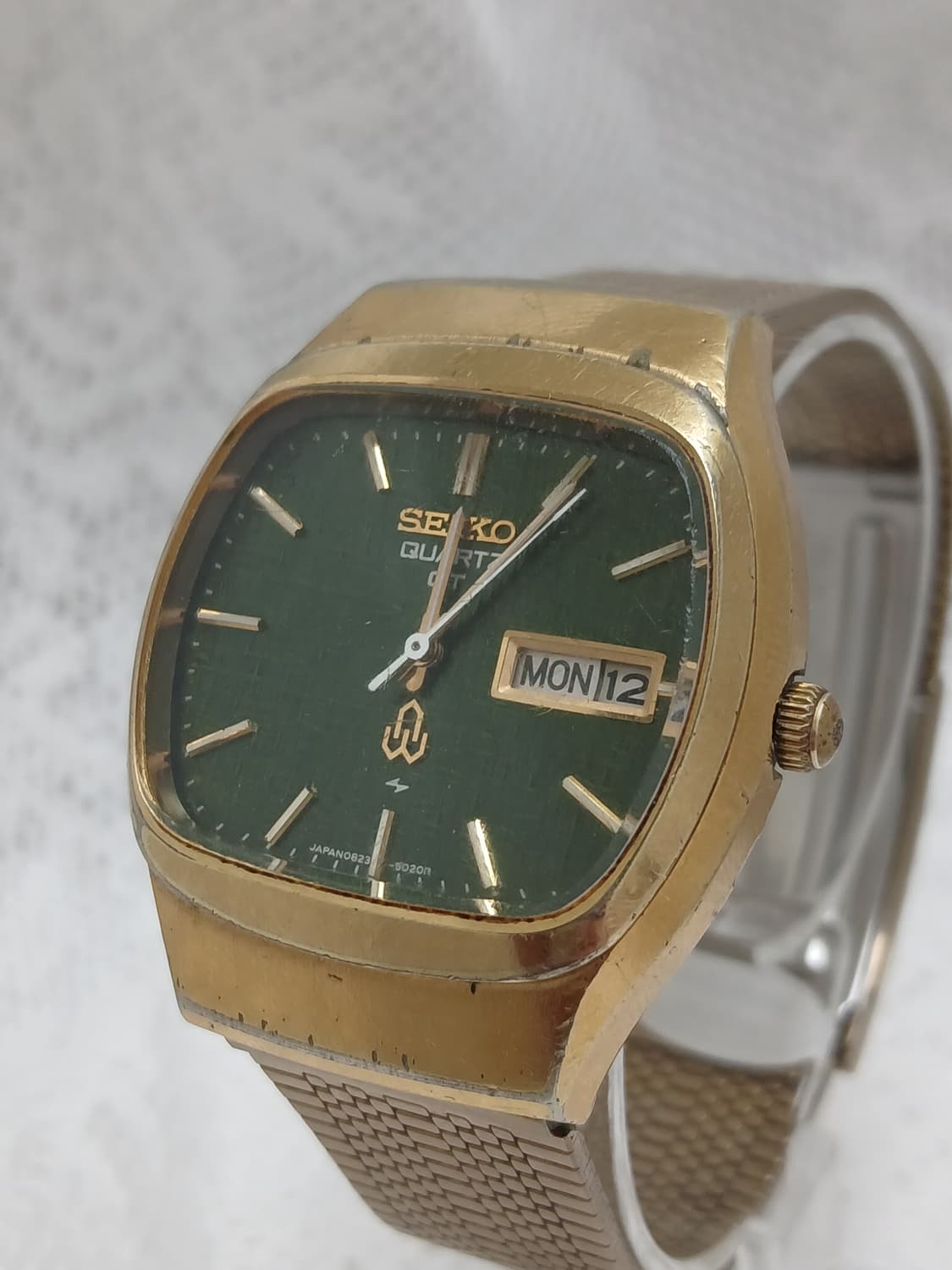 70s 빈티지 GT 그린 텍스처 다이얼 세이코 쿼츠 시계 상품이미지2