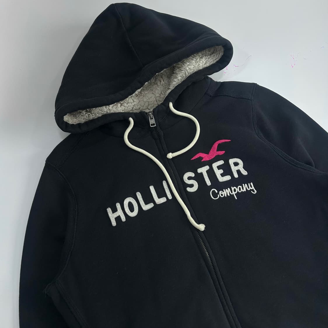 Hollister 홀리스터 스펠아웃로고 퍼 안감 네이비 후드집업   상품이미지4