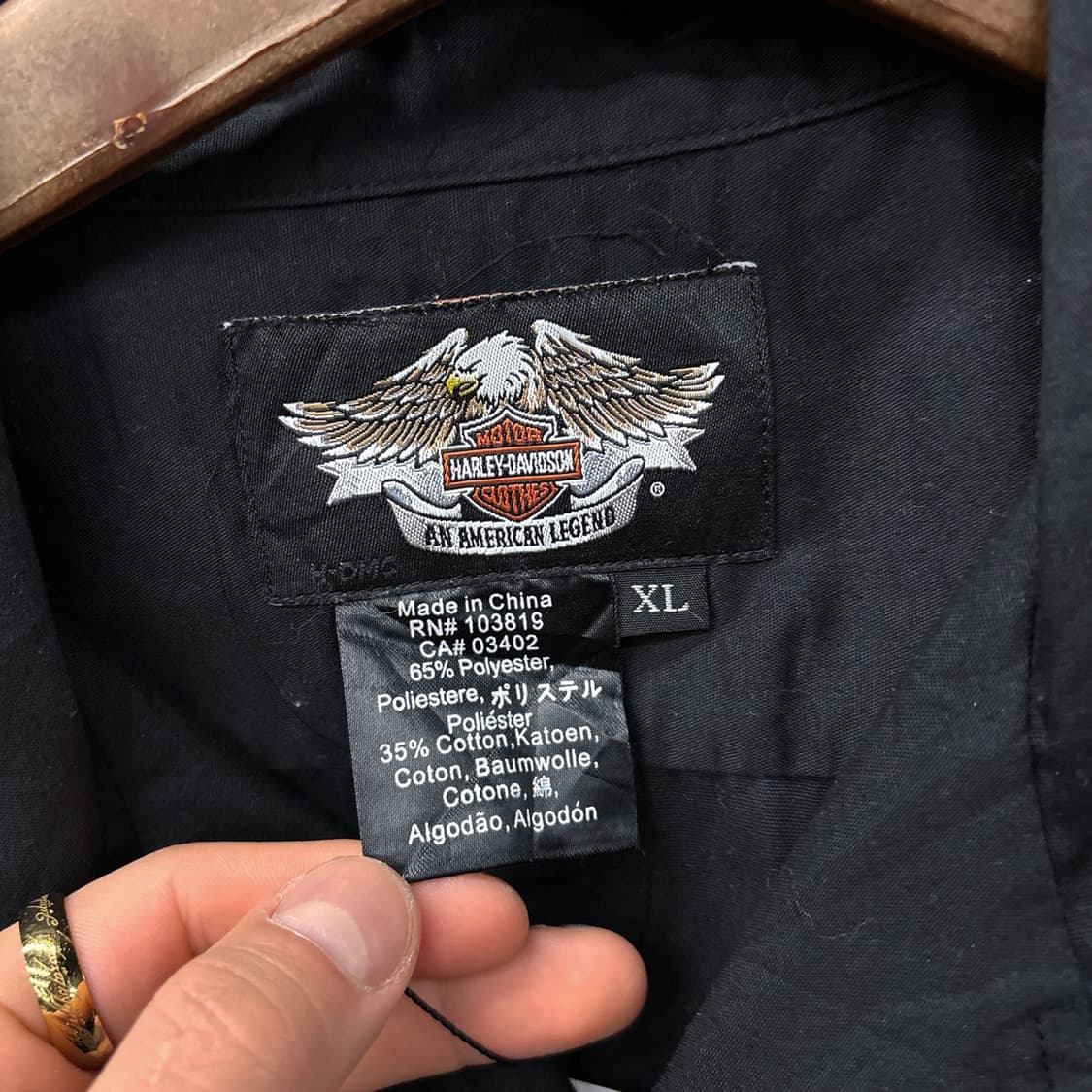 00s 할리데이비슨 브론즈 바앤쉴드 이글스 스텐실 워크셔츠 N1188 상품이미지9