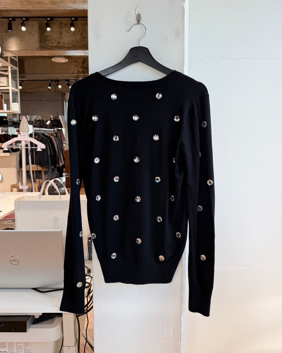 러브 모스키노 블랙 크리스탈 패치 울 가디건  상품이미지7