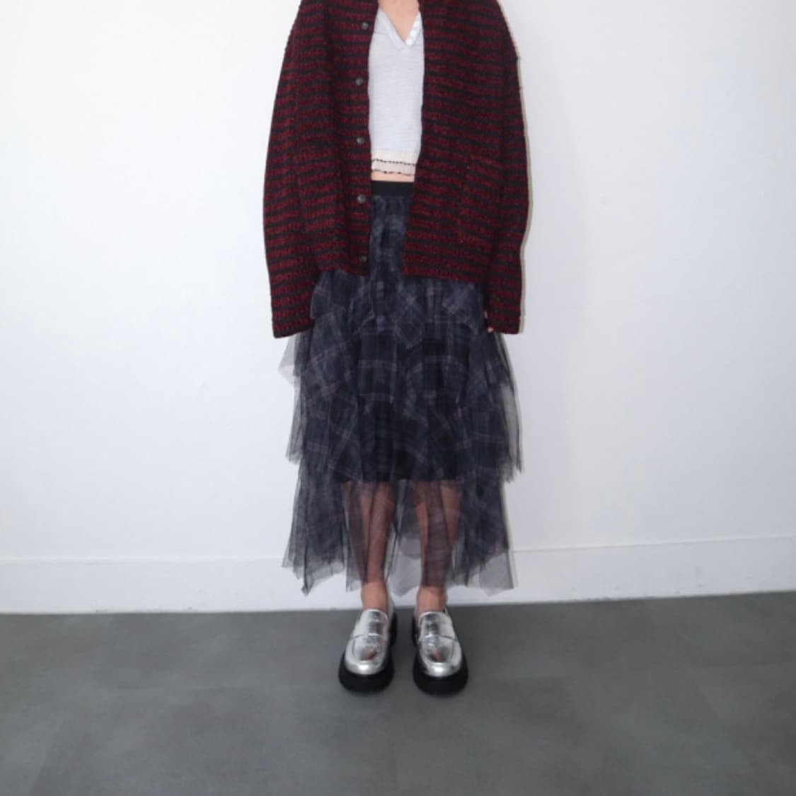 팁씨 timi check cancan skirt 상품이미지2