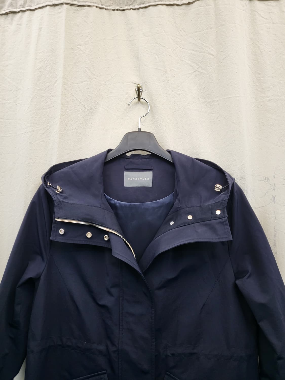 hansstyle 네이비 후드 롱 코트 자켓 상품이미지3