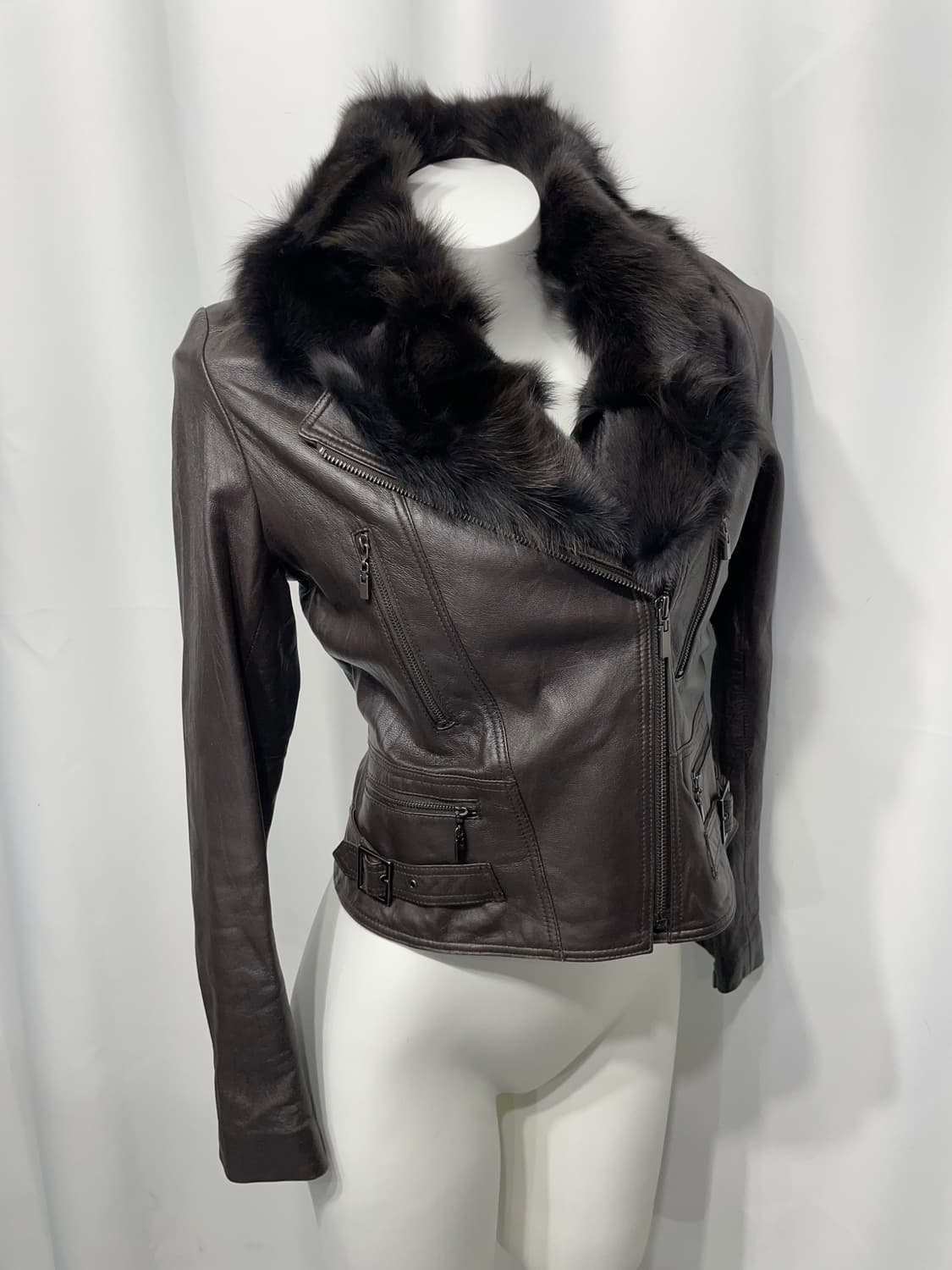 🎸다크 브라운 퍼 레더 자켓🎸 상품이미지5